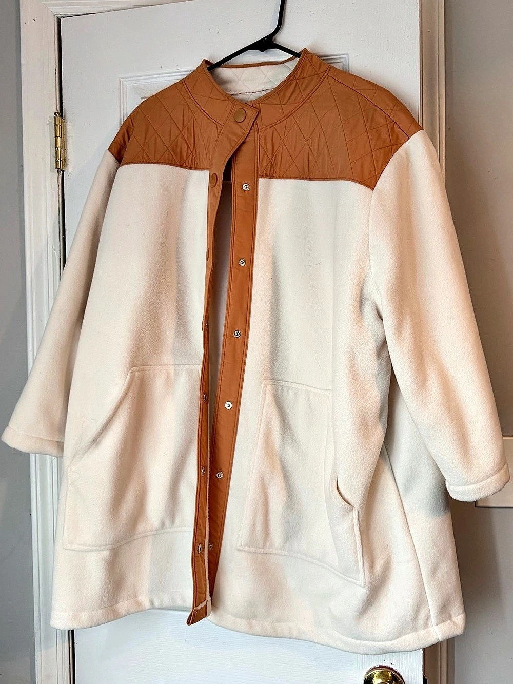 Draper James Quilted Color Block Jacket Cream & Brown Size 3X